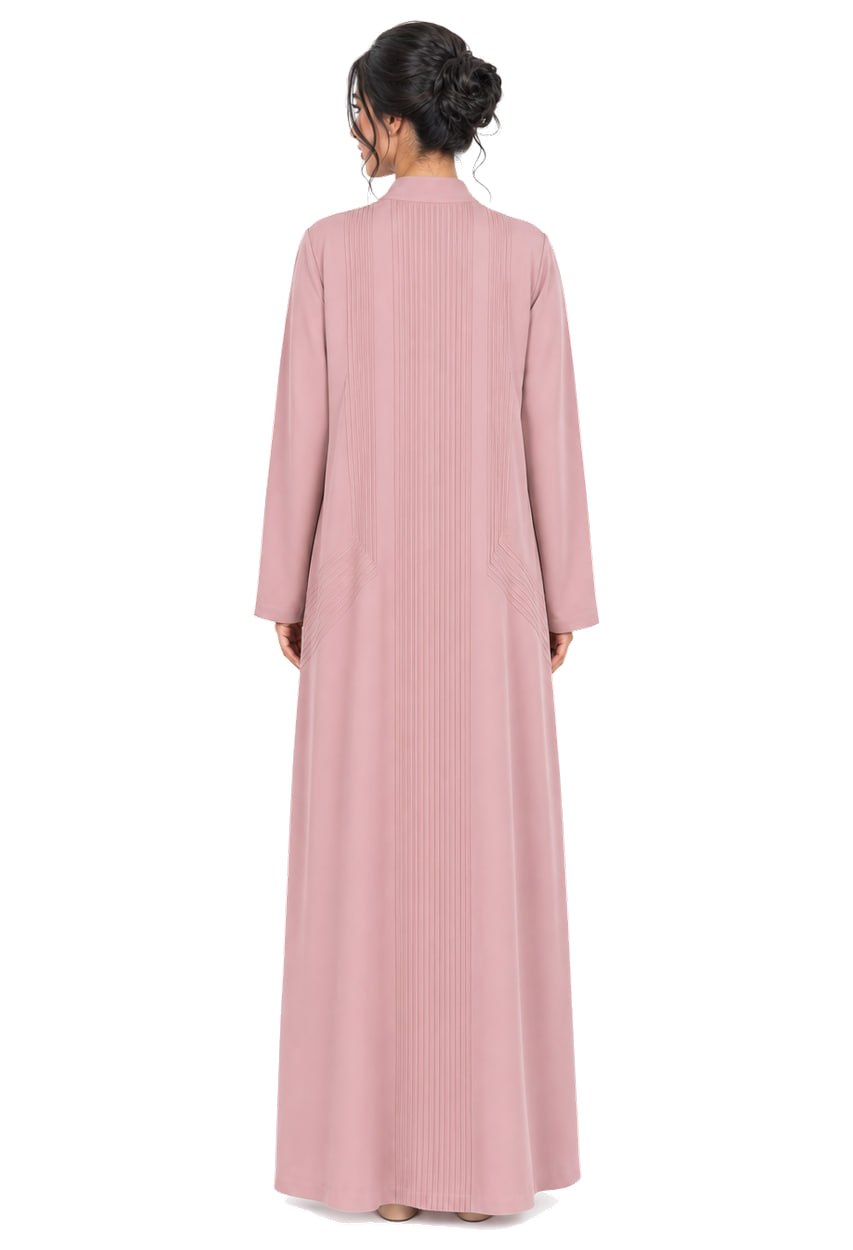 Luminous Dusty Rose Pleated Abaya Set