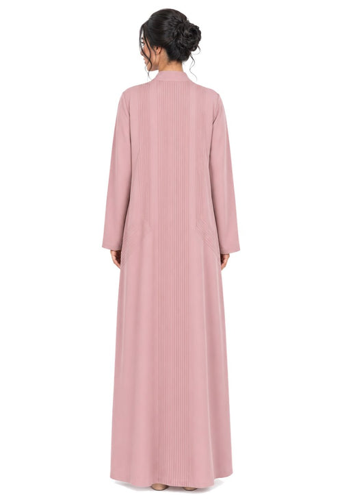 Luminous Dusty Rose Pleated Abaya Set