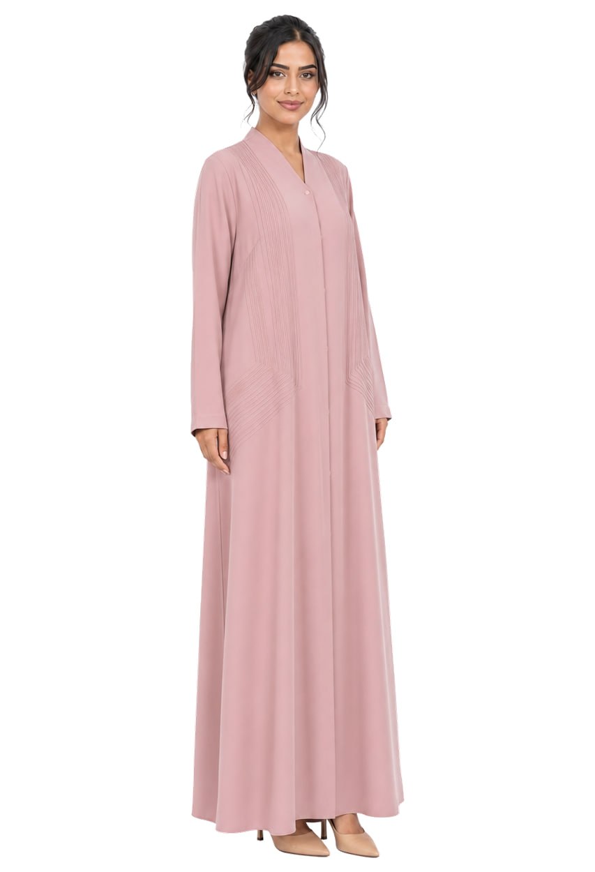 Luminous Dusty Rose Pleated Abaya Set
