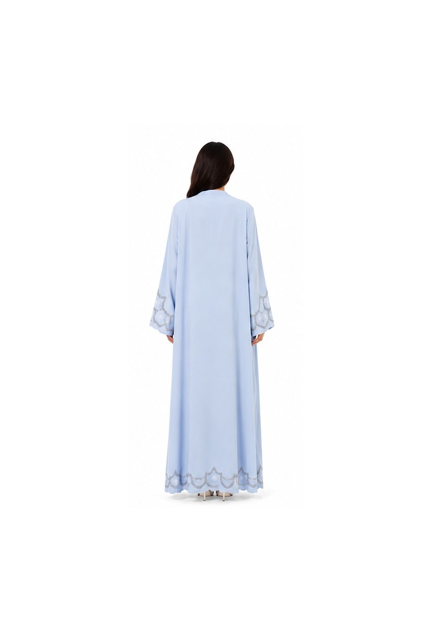 Premium Serene Light Blue Embroidered Abaya Set