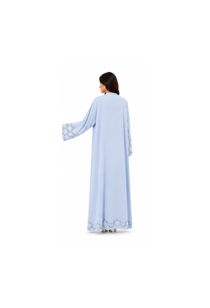 Premium Serene Light Blue Embroidered Abaya Set