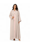 Luxury Two-Piece Pastel Abaya Set with Handcrafted Embellishments